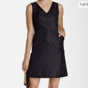 Max Studio Black V-neck Jacquard cocktail dress, size 8